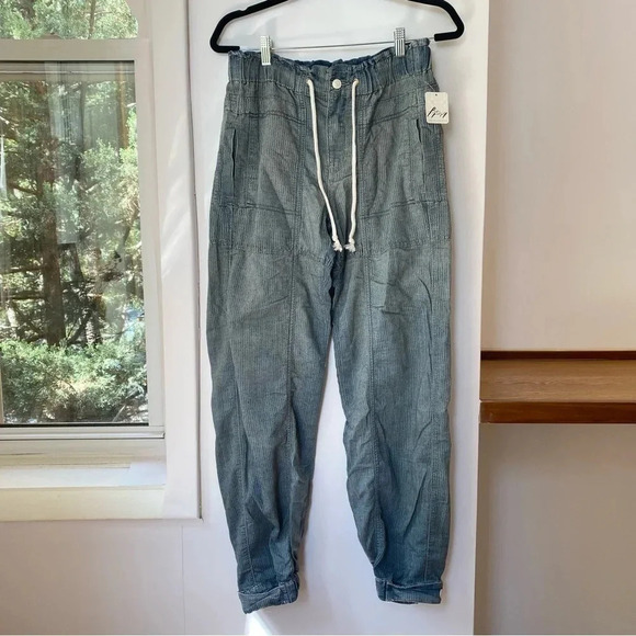 New Free People Angelo Denim Pull On Jeans Pants Drawstring Slouchy XS - Picture 3 of 15